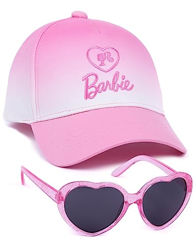 Barbie Mädchen Mütze und GRATIS Sonnenbrille | Kinder Puppe Logo Pink Ombre Verstellbare Snapback Baseballmütze Sommer Urlaub Zubehör | Mode Puppe Merchandise Geschenke von Barbie