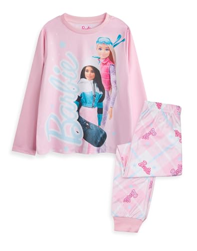 Barbie Mädchen Pyjama-Set | Kinder-PJs mit Schnee-Winter-Ski-Snowboard-Puppe-Grafik | Saisonales Langarm-Langbein-Komplett-Set mit passender Nachtwäsche | Toy Fashion Series Merchandise-Geschenk von Barbie