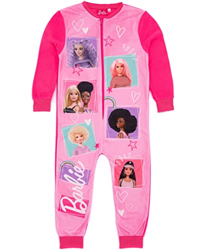 Barbie Mädchen Rosa Onesie | All-in-One-Fleece-Loungewear | Puppenfiguren Klassisches Logo | Kinder-Pyjama-Pyjama-Schlafanzug-Nachtwäsche | Gemütliche Geschenkartikel – 5–6 Jahre von Barbie