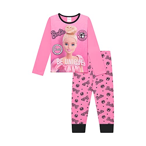 Barbie Mädchen-Schlafanzug, Pyjama-Set, Puppen-Pyjama für Mädchen, Alter 3 bis 10 Jahre, offizieller Merchandise-Artikel, rose, 5-6 Jahre von Barbie