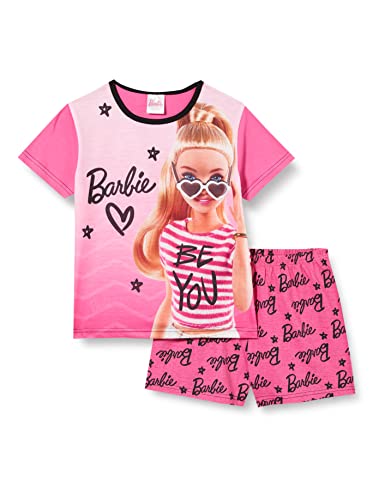 Barbie Mädchen Schlafanzug Kurz PJ Set, Puppen-Schlafanzug für Mädchen, Alter 3 bis 10 Jahre, Offizielles Merchandise, rose, 128 von Barbie