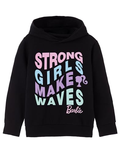 Barbie Mädchen Schwarzer Kapuzenpullover | Starke Mädels Schlagen Wellen | Authentisches Merchandise | Bequemes & stylisches Sweatshirt für Starke und selbstbewusste Mädchen von Barbie