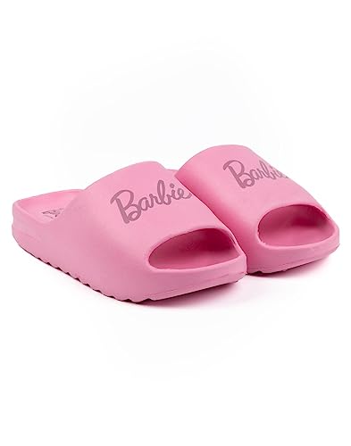 Barbie Mädchen Slider | Kinder Teenager Rosa Ikonische Puppenlogo Sandalen | Beachwear Bademode Sommer Schuhe Schuhe von Barbie