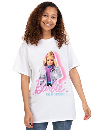 Barbie Merry Christmas Weißes kurzärmeliges Damen-T-Shirt | Feiern Stil - Verbreiten Sie Freude und Festliche Stimmung von Barbie