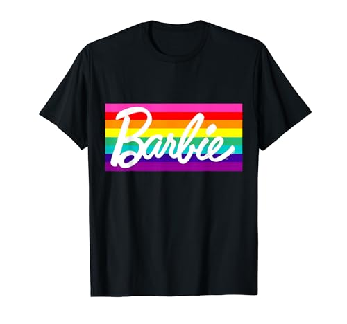 Barbie Offizielles Damen-Logo mit Regenbogen-Streifen T-Shirt von Barbie