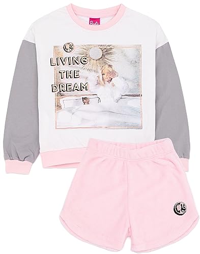 Barbie Pyjamas für Mädchen Baumwolltop und Fleece Bottom Pink PJ Set von Barbie