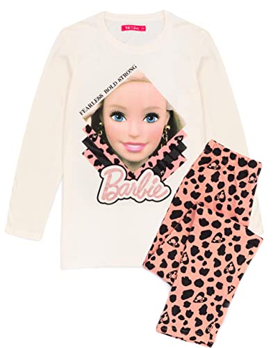 Barbie Pyjamas mädchen Kinder Puppe Creme t-Shirt & Leggings pjs 3-4 Jahre von Barbie