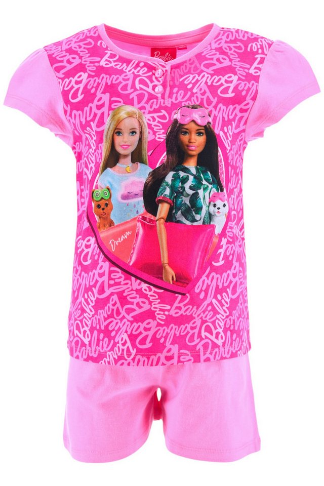 Barbie Schlafanzug In Geschenkverpackung (2 tlg) Pyjama Set kurz - Mädchen Shorty Gr. 98-128 cm von Barbie