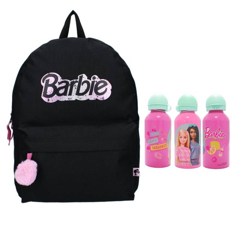 Barbie Schulrucksack Barbie Mädchen Rucksack plus Alu Trinkflasche Gr.39x29x12 cm (2-tlg) von Barbie
