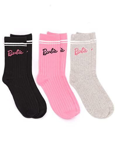 Barbie Socken 3 Pack Womens Damen Rosa graue schwarze Puppenkleidung 37 EU-41 EU von Barbie