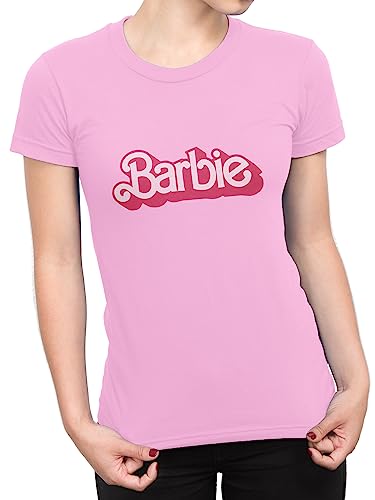 Barbie T-Shirt Damen | T Shirts Damen Sommer | Baumwolle Tshirt Damen | Rosa S von Barbie