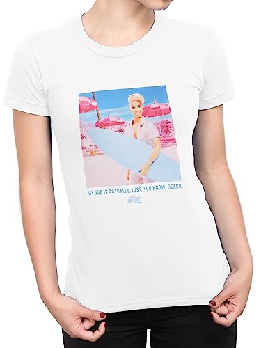 Barbie T-Shirt Damen | T Shirts Damen Sommer | Baumwolle Tshirt Damen | Weiß M von Barbie
