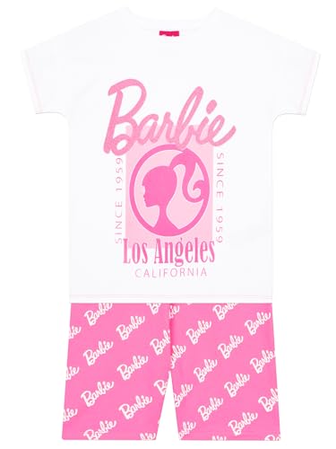 Barbie T-Shirt Und Shorts Set | Mädchen Tshirt Und Shorts | 2 Teiler T Shirt Kinder | Sommer Zweiteiler | Weiß | 146 von Barbie