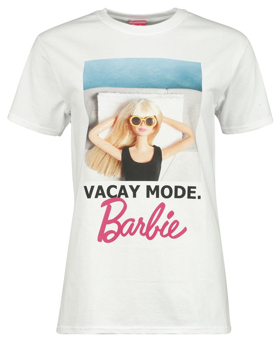 Barbie T-Shirt - Vacay Mode - S bis XXL - für Damen - Größe M - weiß  - Lizenzierter Fanartikel von Barbie