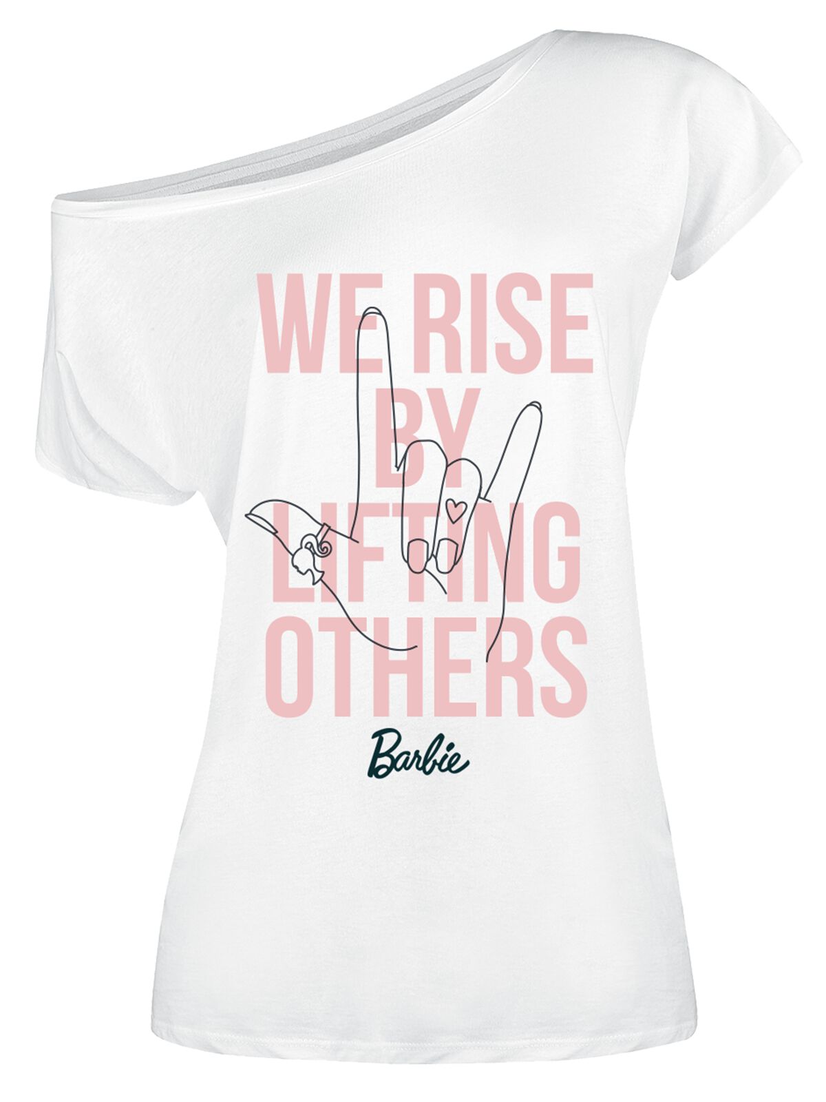 Barbie T-Shirt - We Rise By Lifting Others - S bis XXL - für Damen - Größe M - weiß  - Lizenzierter Fanartikel von Barbie