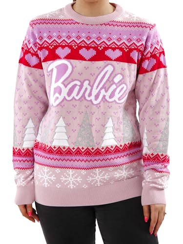 Barbie Weihnachtspullover Für Damen | Weihnachtspulli Damen | Christmas Pullover | Rosa L von Barbie