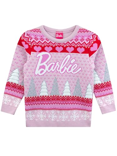 Barbie Weihnachtspullover | Mädchen Weihnachtspulli | Weihnachts-Pulli Kind | Rosa 158 von Barbie