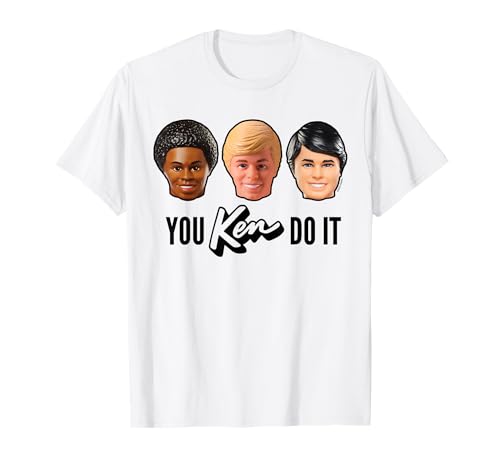 Barbie – You Ken Do It Ken Puppenköpfe Cartoon T-Shirt, Unisex Erwachsene und Kinder, Weiß, S von Barbie