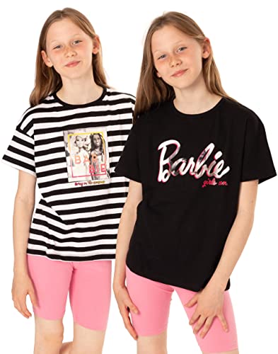 Barbie t-Shirt 2 Pack mädchen Kinder Puppe Logo gestreift schwarz & weiß top 5-6 Jahre von Barbie