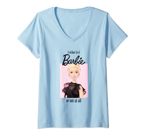Damen Barbie-T-Shirt, offiziell, fühlen sich wie Barbie T-Shirt mit V-Ausschnitt von Barbie