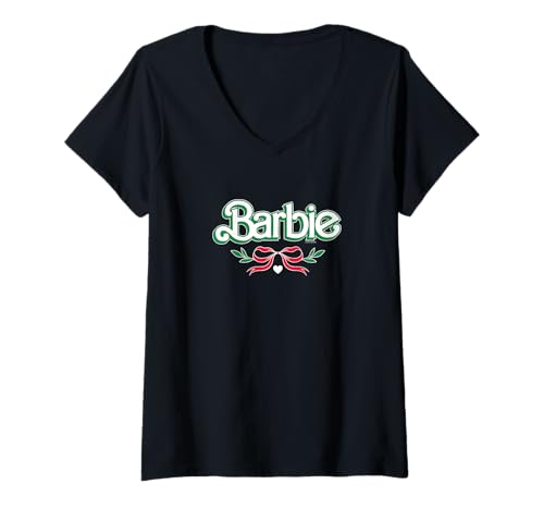 Damen Weihnachtsbogenlogo T-Shirt mit V-Ausschnitt Damen Weihnachtsbogenlogo T-Shirt mit V-Ausschnitt von Barbie