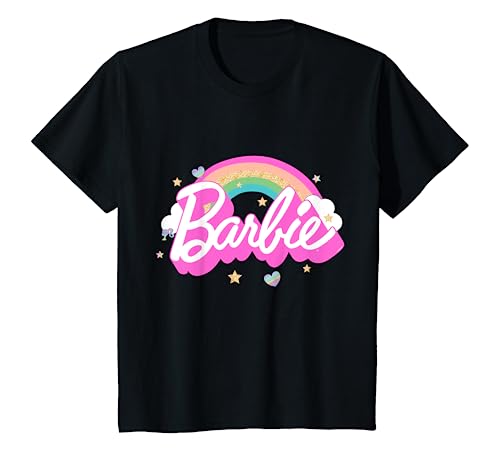Kinder Barbie Kinder T-Shirt, offiziell, Regenbogen-Barbie T-Shirt von Barbie
