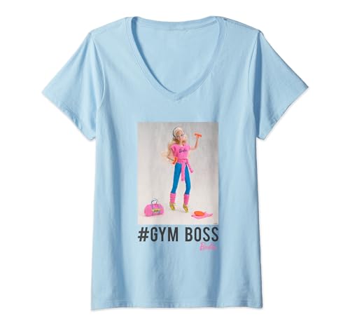 T-Shirt Barbie Damen, offiziell, Gym Boss, mehrere Farben T-Shirt mit V-Ausschnitt von Barbie