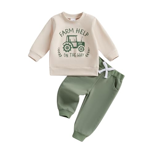 Babykleidung Set Jungen Traktor Babyset Langarmshirt Sweatshirt + Hose Kleinkind Kleidung Outfit Set Pullover und Hosen Zweiteiler Set Trainingsanzüge Neugeborene Outfit (Grün, 2-3 Jahre) von Barbotimer