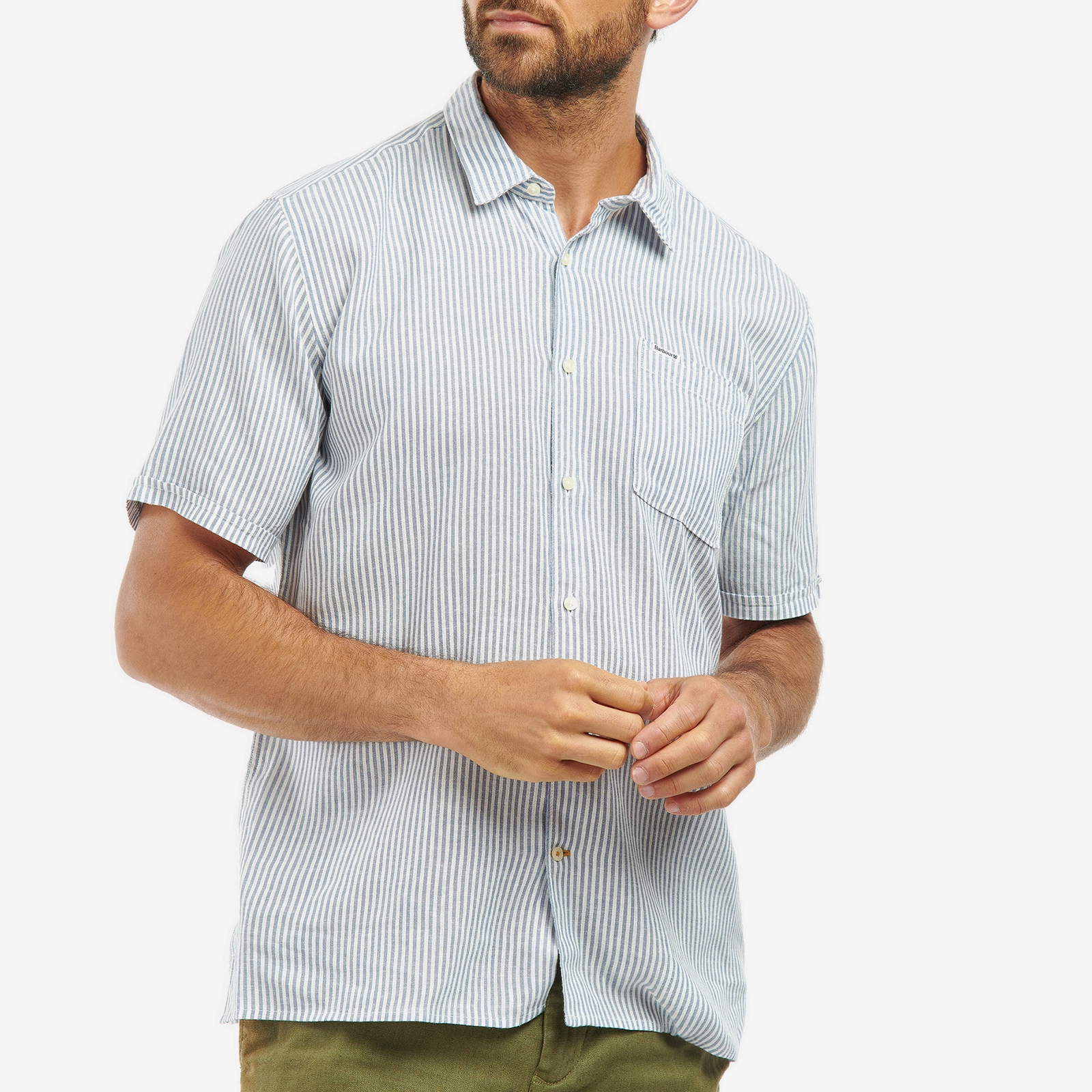 Barbour Heritage Deerpark Striped Lyocell-Linen Blend Shirt - M von Barbour Heritage