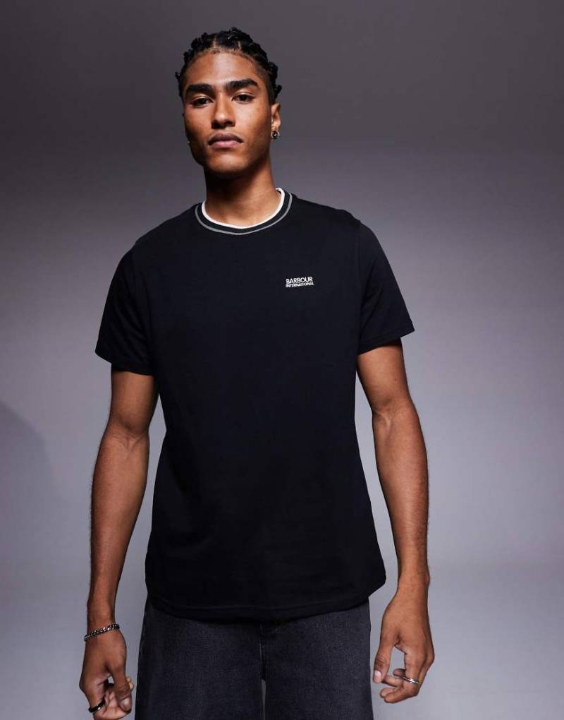 Barbour International - Buxton - T-Shirt in Schwarz mit Zierstreifen von Barbour International