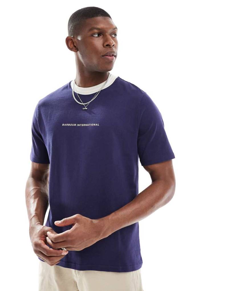Barbour International - Caleb - T-Shirt in Mitternachtsblau mit Zierstreifen von Barbour International