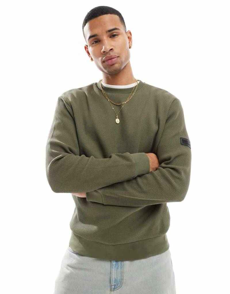 Barbour International Curve - Sweatshirt in Khaki mit Rundhalsausschnitt-Grün von Barbour International