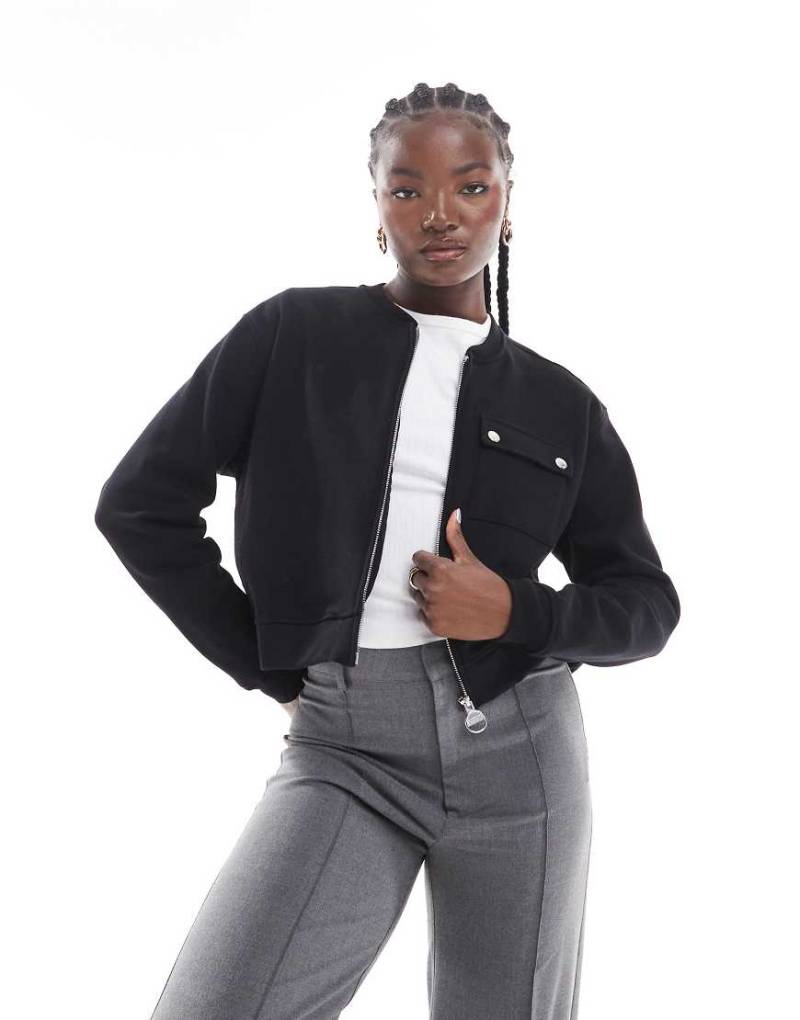 Barbour International - Della - Bomberjacke aus Sweatshirt-Stoff in Schwarz von Barbour International