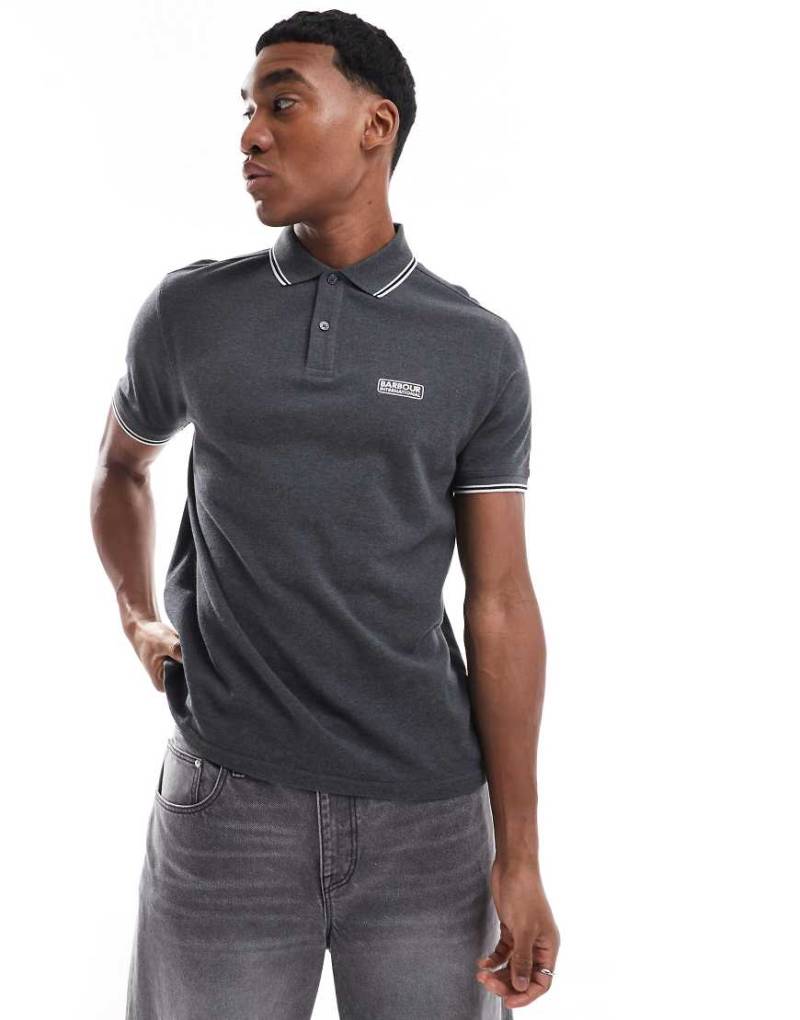 Barbour International - Evan - Polohemd in Dunkelgrau mit Zierstreifen von Barbour International