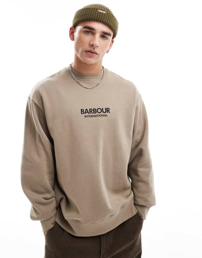 Barbour International - Formula OS - Sweatshirt in Timberwolf mit Rundhalsausschnitt-Neutral von Barbour International