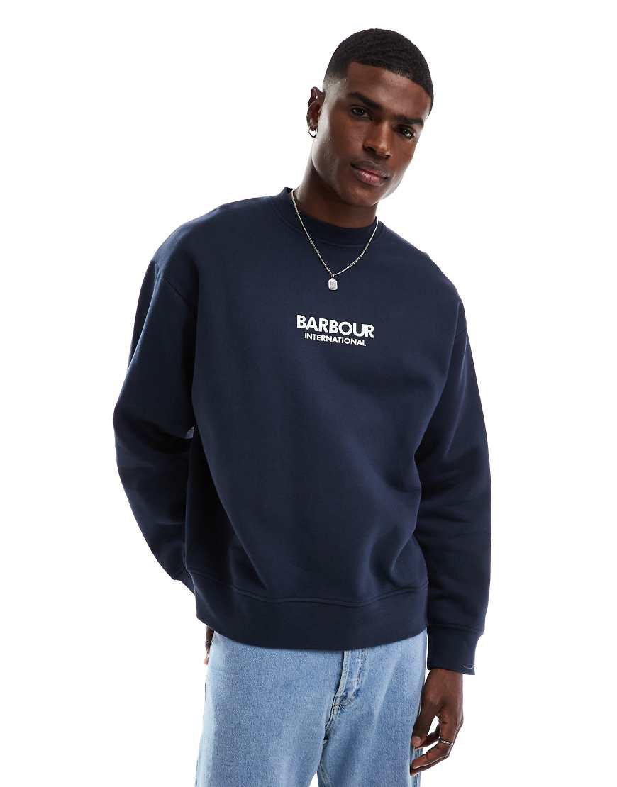 Barbour International - Formula - Oversize-Sweatshirt in Marineblau mit Logo Barbour International - Formula - Oversize-Sweatshirt in Marineblau mit Logo von Barbour International