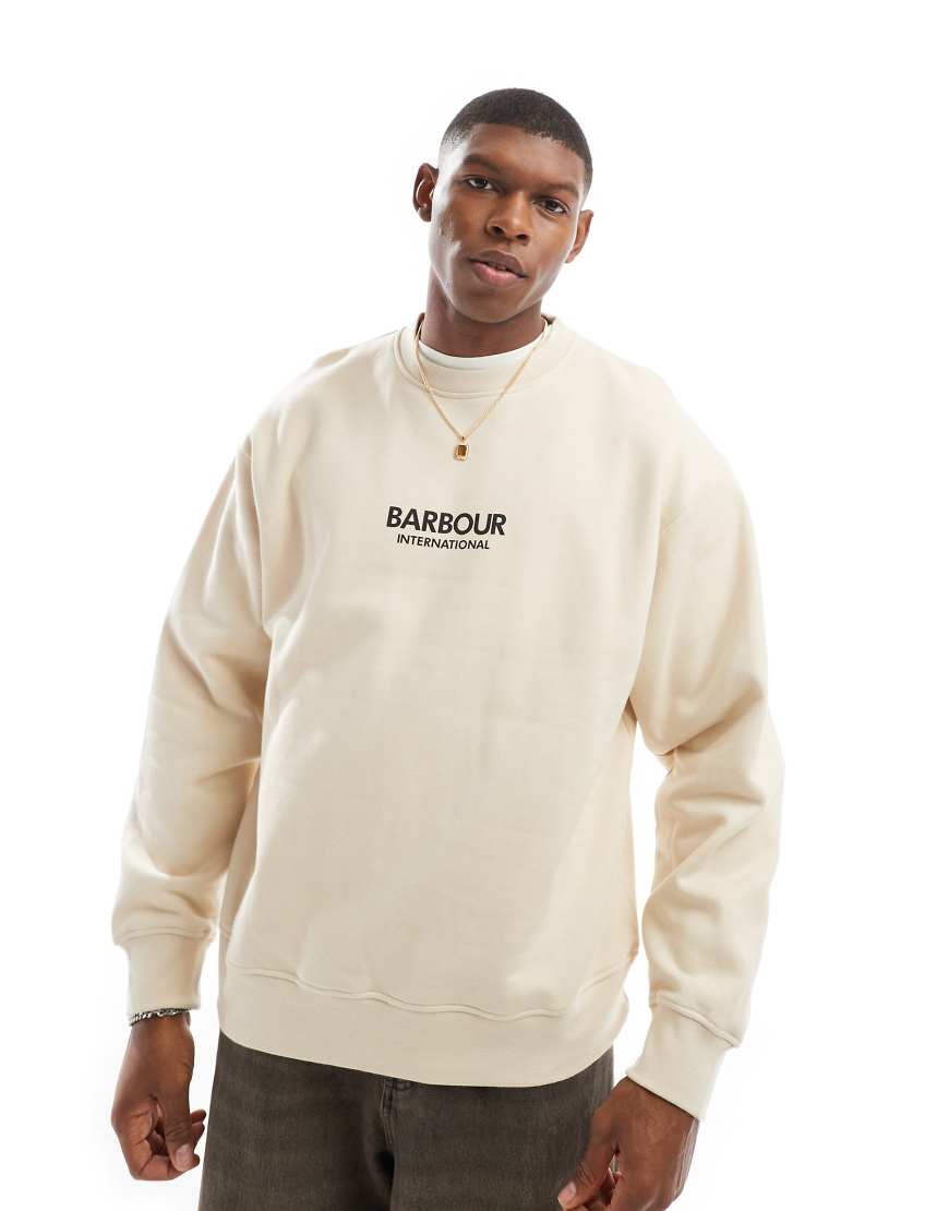 Barbour International - Formula - Oversize-Sweatshirt in Steinbeige mit Rundhalsausschnitt-Neutral Barbour International - Formula - Oversize-Sweatshirt in Steinbeige mit Rundhalsausschnitt-Neutral von Barbour International