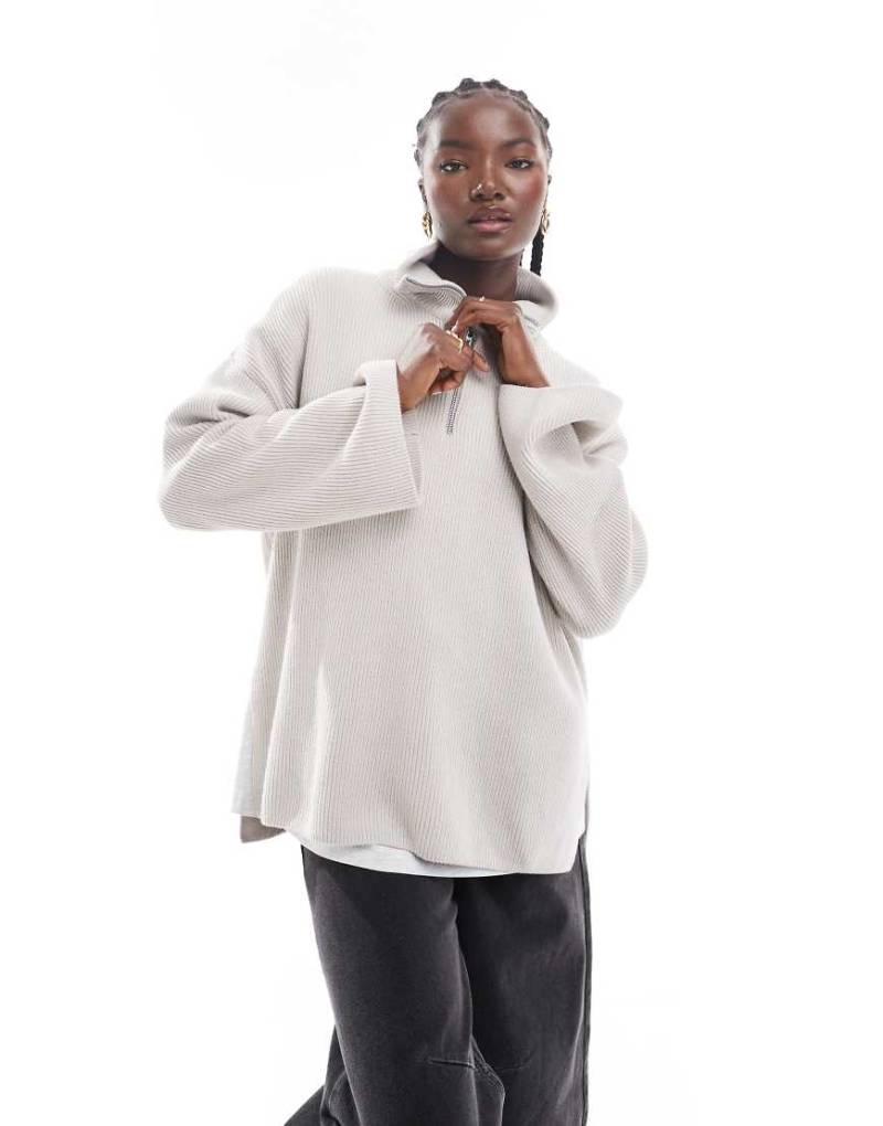 Barbour International - Franchesca - Strickpullover in Cremeweiß mit kurzem Reißverschluss von Barbour International