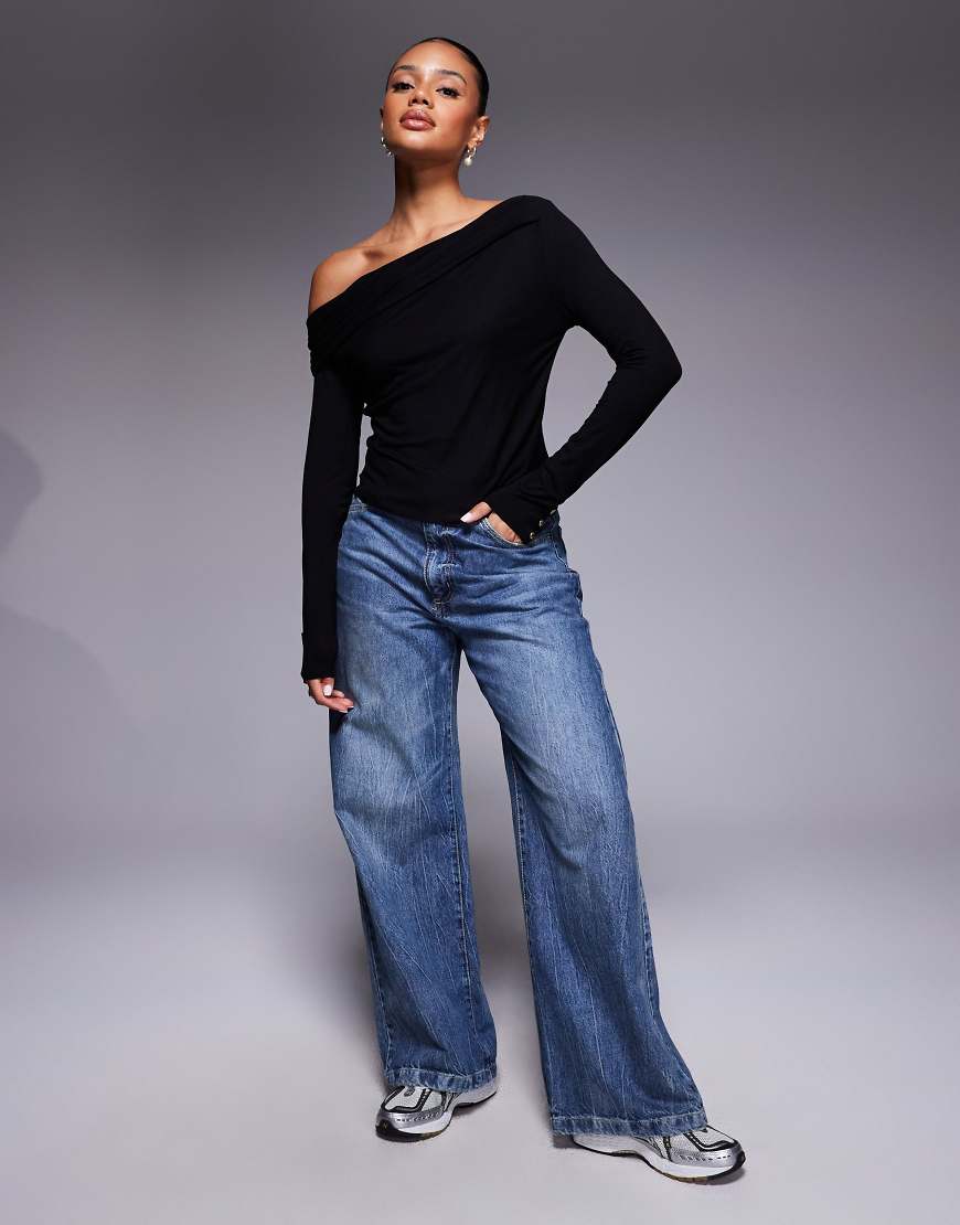 Barbour International - Juliana - Oberteil in Schwarz mit Off-Shoulder-Design von Barbour International