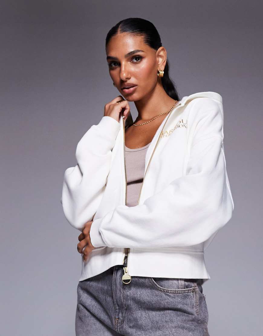 Barbour International - Lana - Kapuzenpullover in Weiß mit Reißverschluss von Barbour International