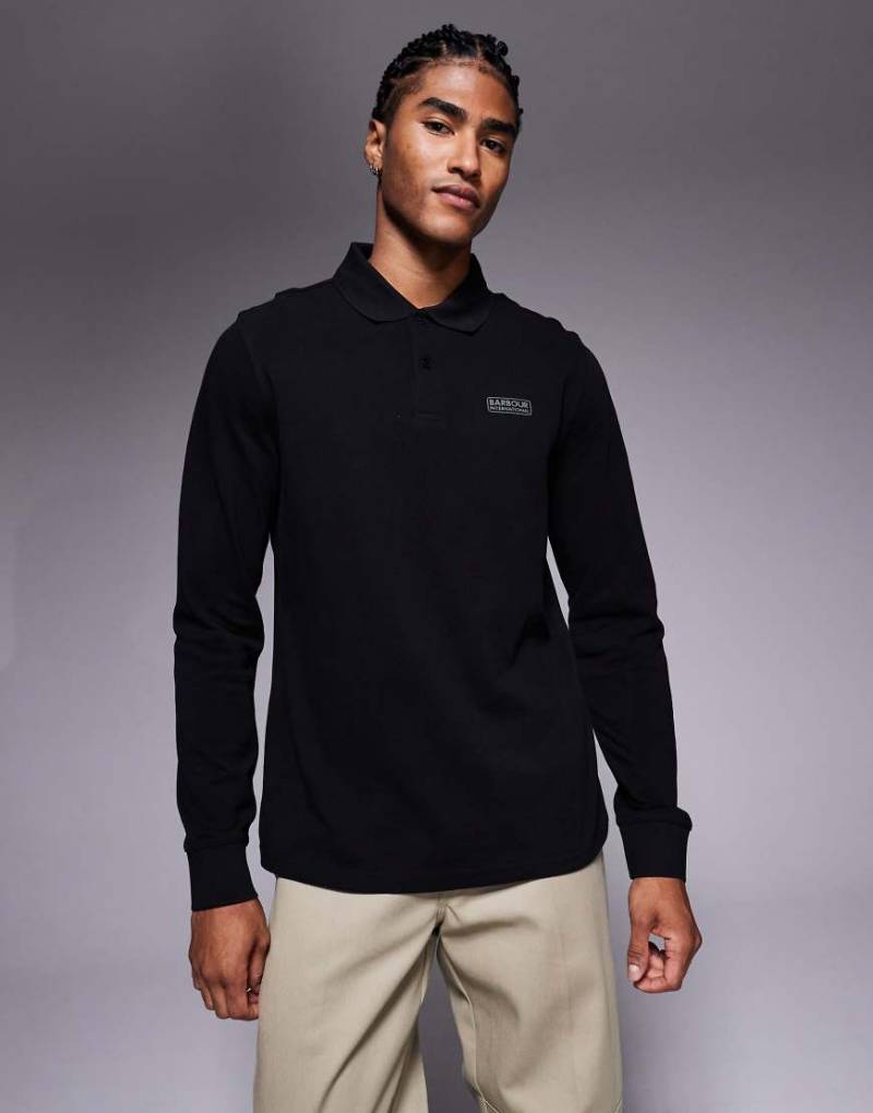 Barbour International - Langärmliges Polohemd in Schwarz/Zinnfarben von Barbour International