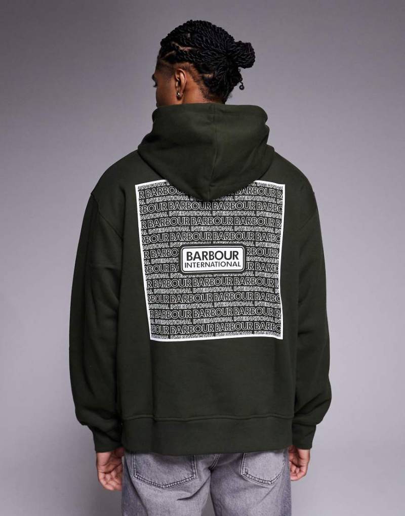 Barbour International - Lever - Kapuzenpullover in Salbeigrün mit Grafikmotiv von Barbour International