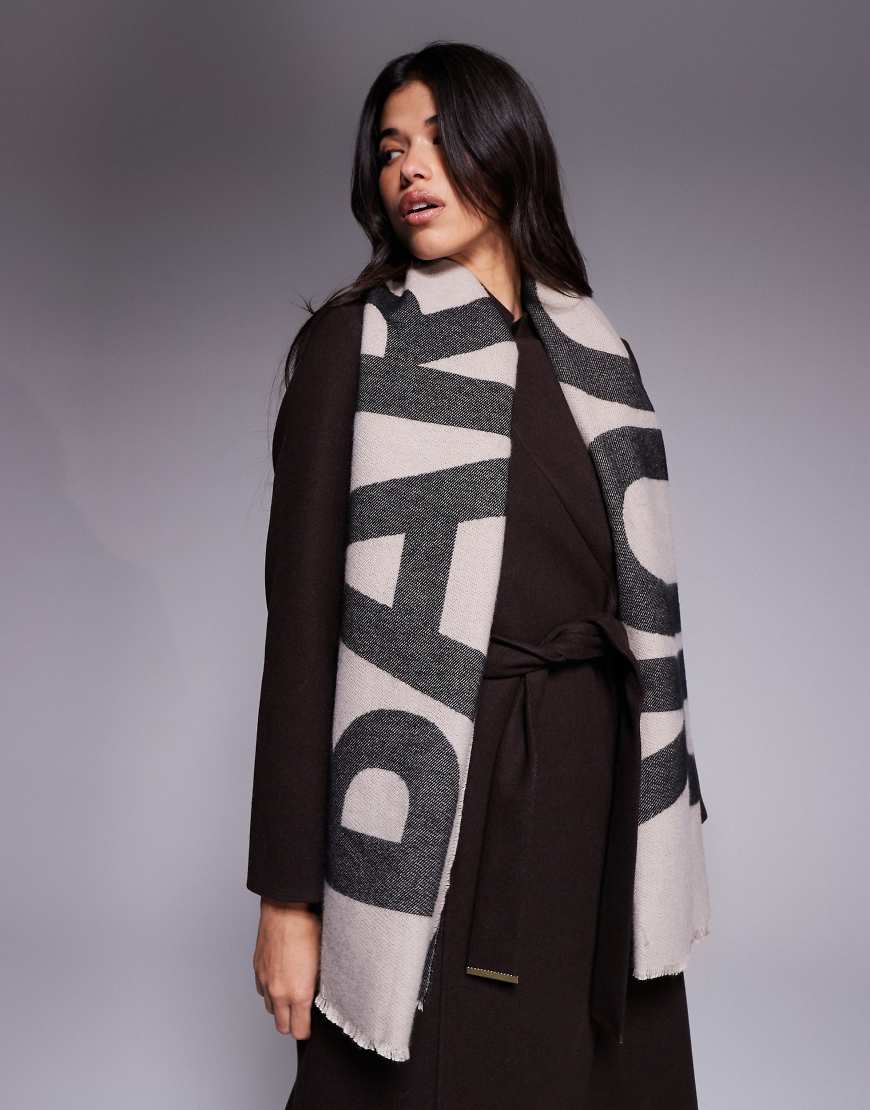 Barbour International - Milla - Schal in Hellbeige und Schwarz mit Logo von Barbour International