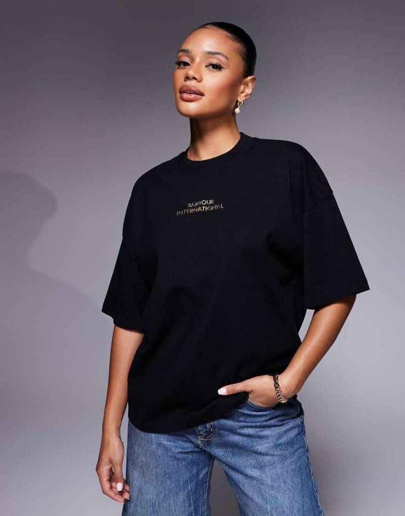 Barbour International - Oversize-T-Shirt in Schwarz von Barbour International