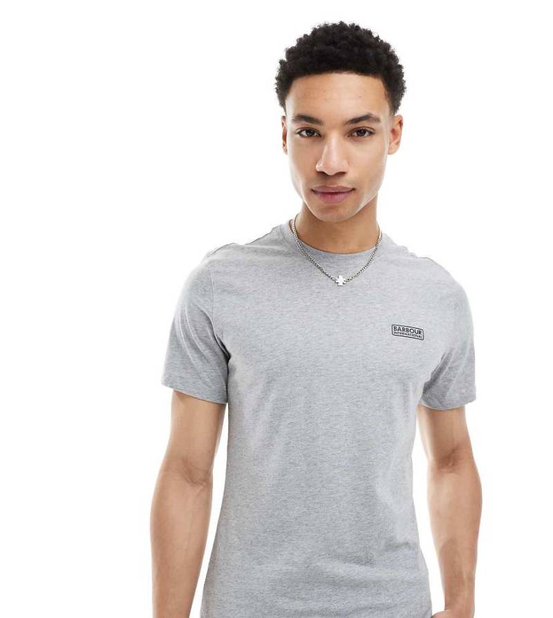 Barbour International - Throttle - Schmal geschnittenes T-Shirt in Grau mit Logo, exklusiv bei ASOS von Barbour International