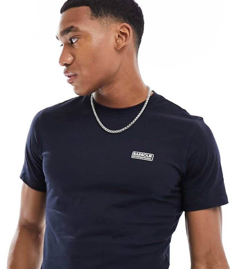 Barbour International - Throttle - Schmal geschnittenes T-Shirt in Marineblau mit Logo, exklusiv bei ASOS von Barbour International