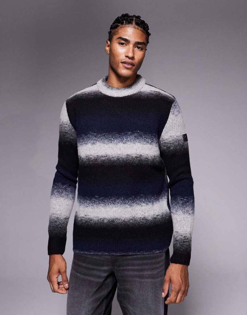 Barbour International - Vector - Pullover in Schwarz mit Rundhalsausschnitt und Farbblockstreifen von Barbour International