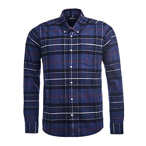 Barbour BACAM2388-MSH LustleLeight Chek Shirt Tailored Hemd aus warmer Baumwolle 100% Herren Button Down mit Regular Fit Blue Check, Blau XL von Barbour