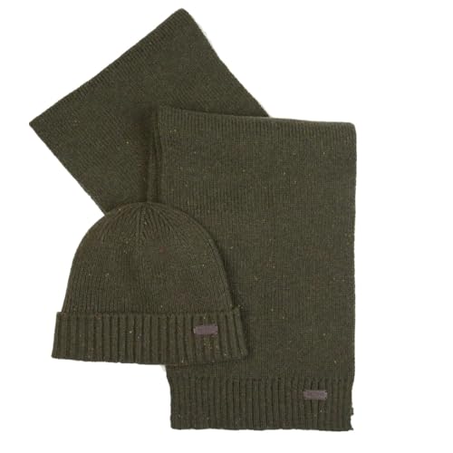 Barbour Carlton Scarf and Beanie Set || Gift Box Olive Green (Light) One Size von Barbour