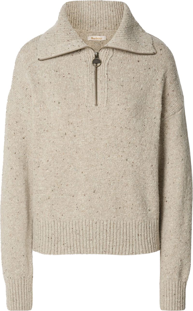 Barbour Damessweater Halfzip Lavensdale Natural - Größe 44 von Barbour